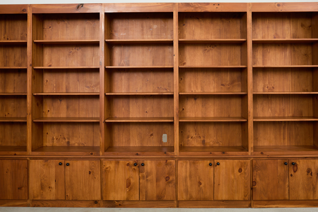 Monumental Pine Bookcase Sectional Wall Library 15 ft.