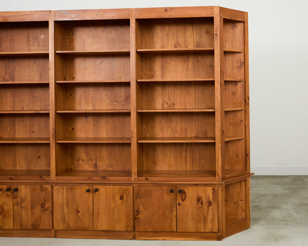 Monumental Pine Bookcase Sectional Wall Library 15 ft.