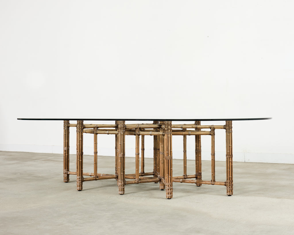 Monumental McGuire Organic Modern Bamboo Oval Dining Table 9 Ft.