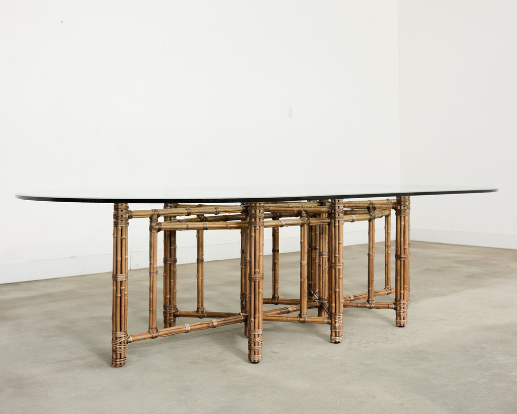Monumental McGuire Organic Modern Bamboo Oval Dining Table 9 Ft.