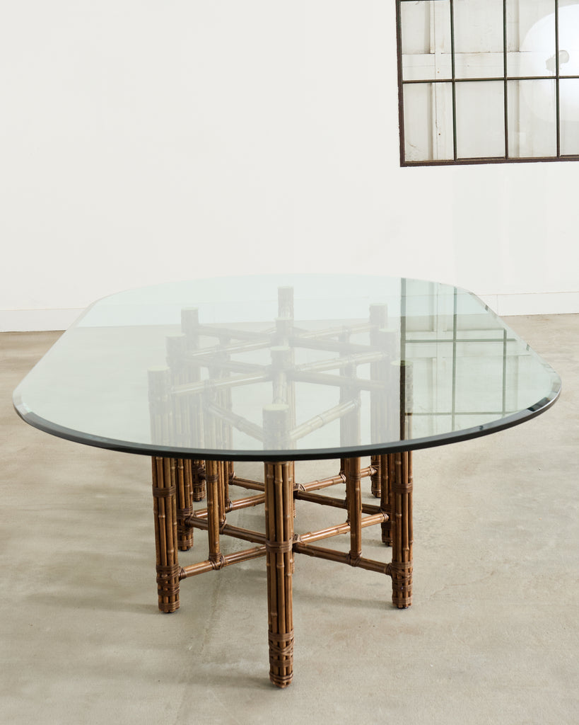 Monumental McGuire Organic Modern Bamboo Oval Dining Table 9 Ft.