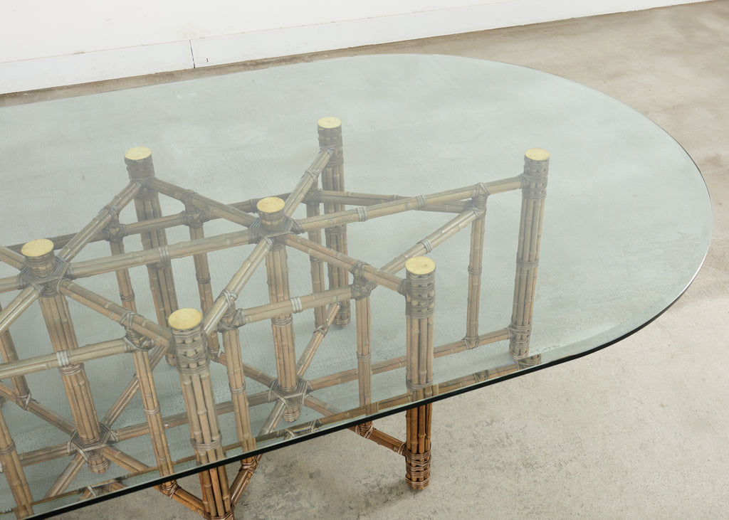 Monumental McGuire Organic Modern Bamboo Oval Dining Table 9 Ft.