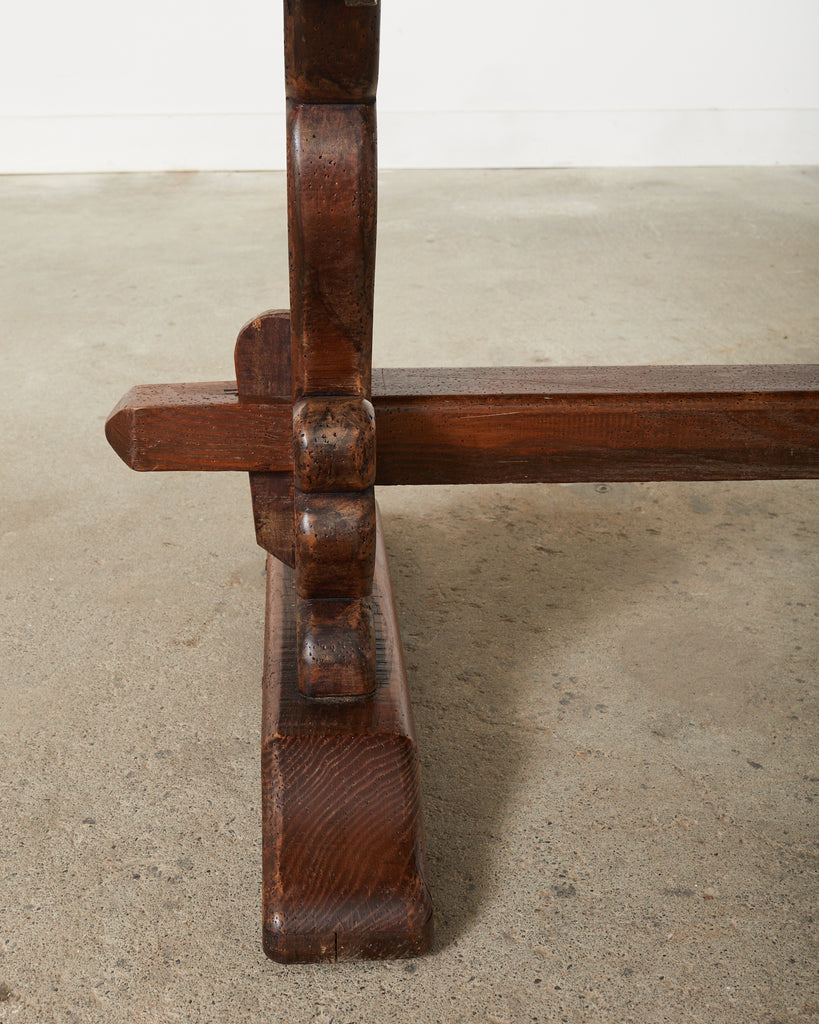 Country French Provincial Style Oak Farmhouse Trestle Dining Table