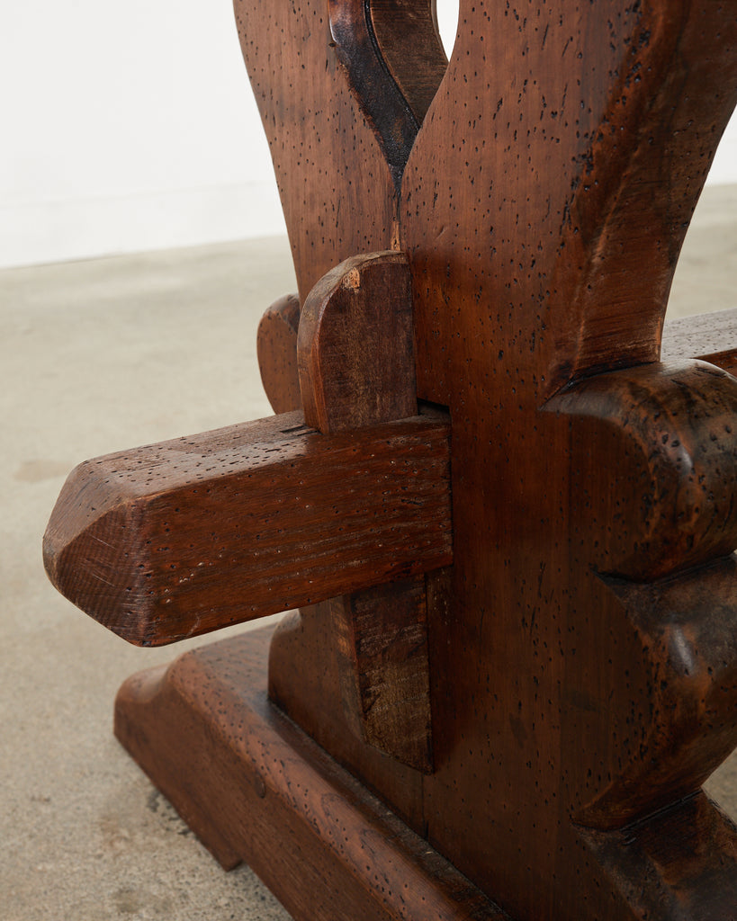 Country French Provincial Style Oak Farmhouse Trestle Dining Table