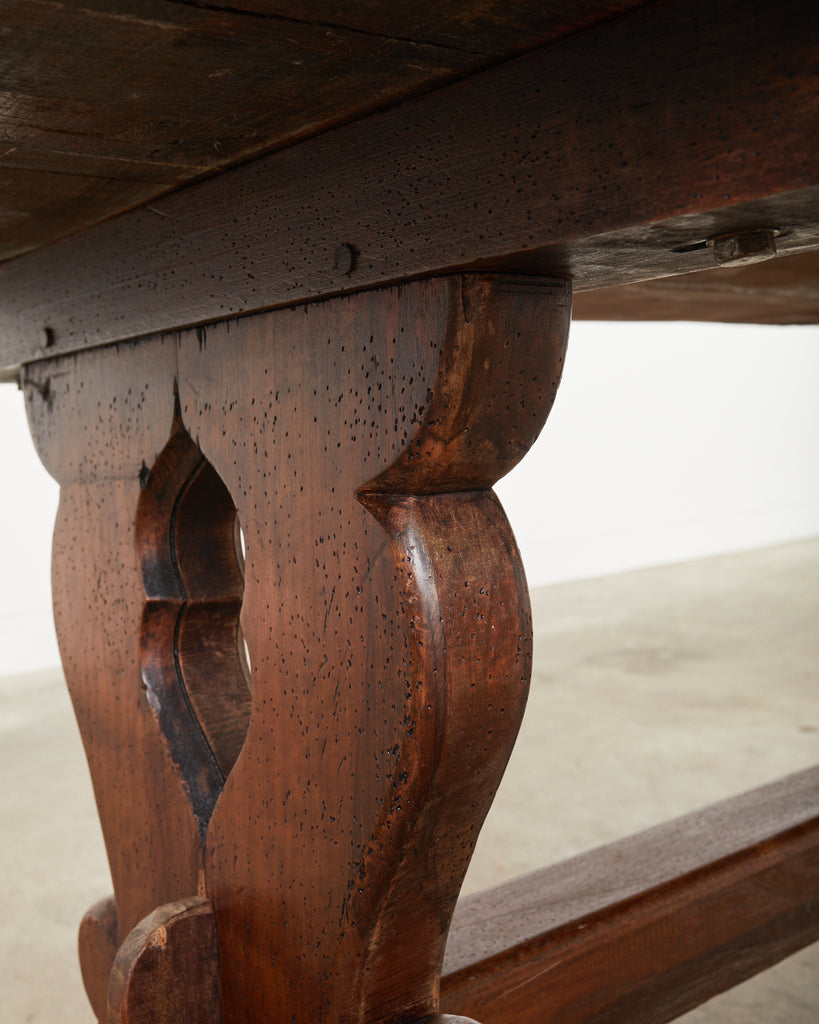 Country French Provincial Style Oak Farmhouse Trestle Dining Table