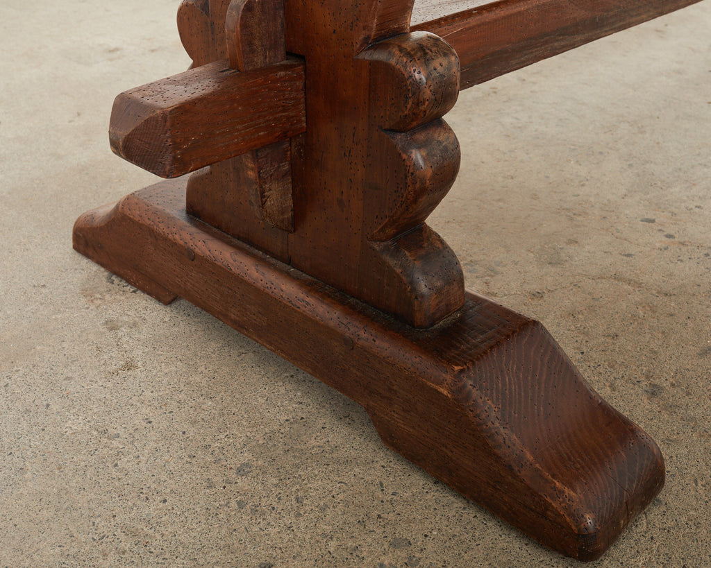 Country French Provincial Style Oak Farmhouse Trestle Dining Table
