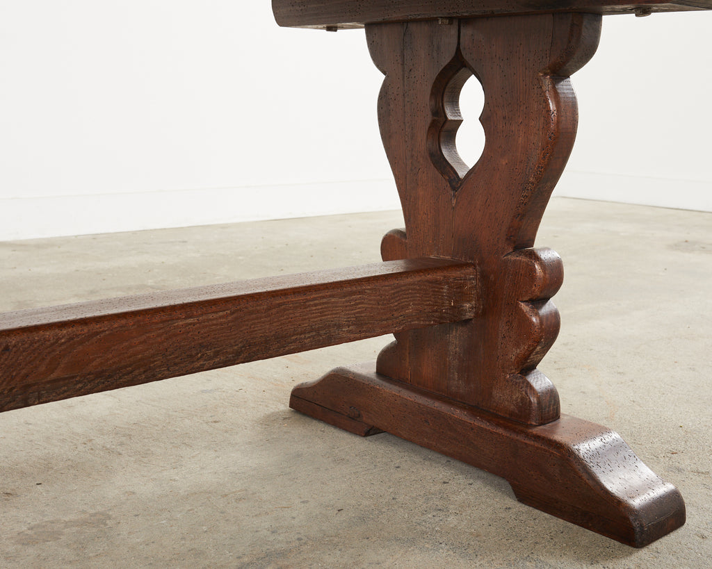 Country French Provincial Style Oak Farmhouse Trestle Dining Table