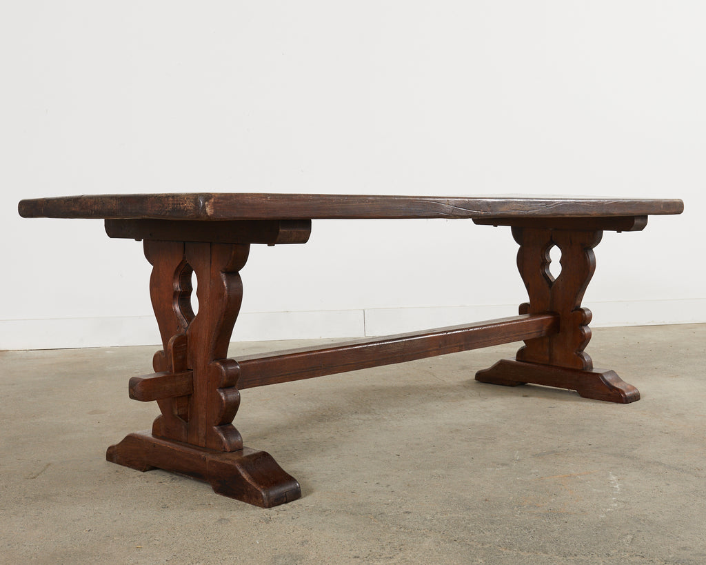 Country French Provincial Style Oak Farmhouse Trestle Dining Table