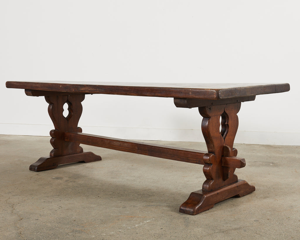 Country French Provincial Style Oak Farmhouse Trestle Dining Table