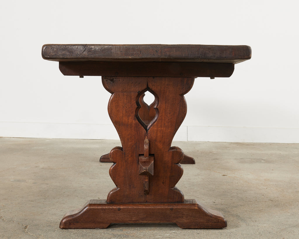 Country French Provincial Style Oak Farmhouse Trestle Dining Table