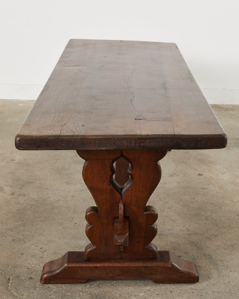 Country French Provincial Style Oak Farmhouse Trestle Dining Table