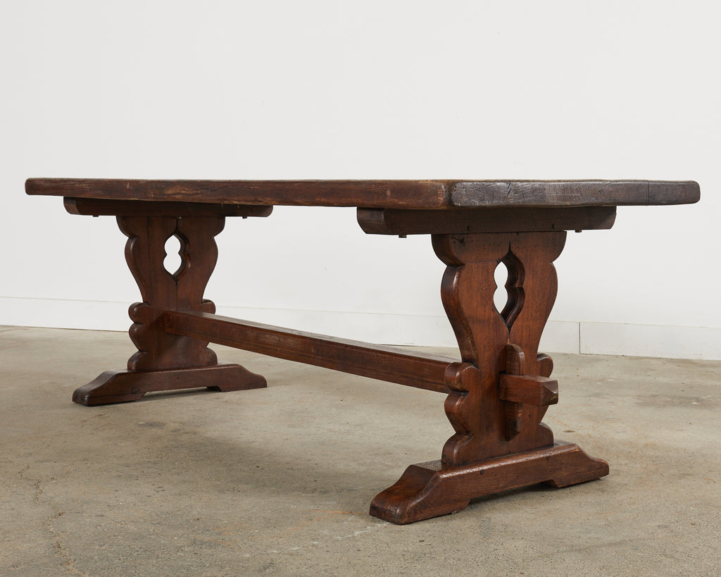 Country French Provincial Style Oak Farmhouse Trestle Dining Table