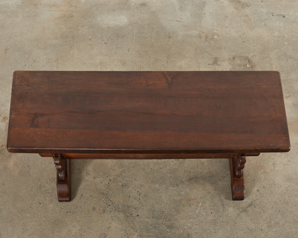 Country French Provincial Style Oak Farmhouse Trestle Dining Table