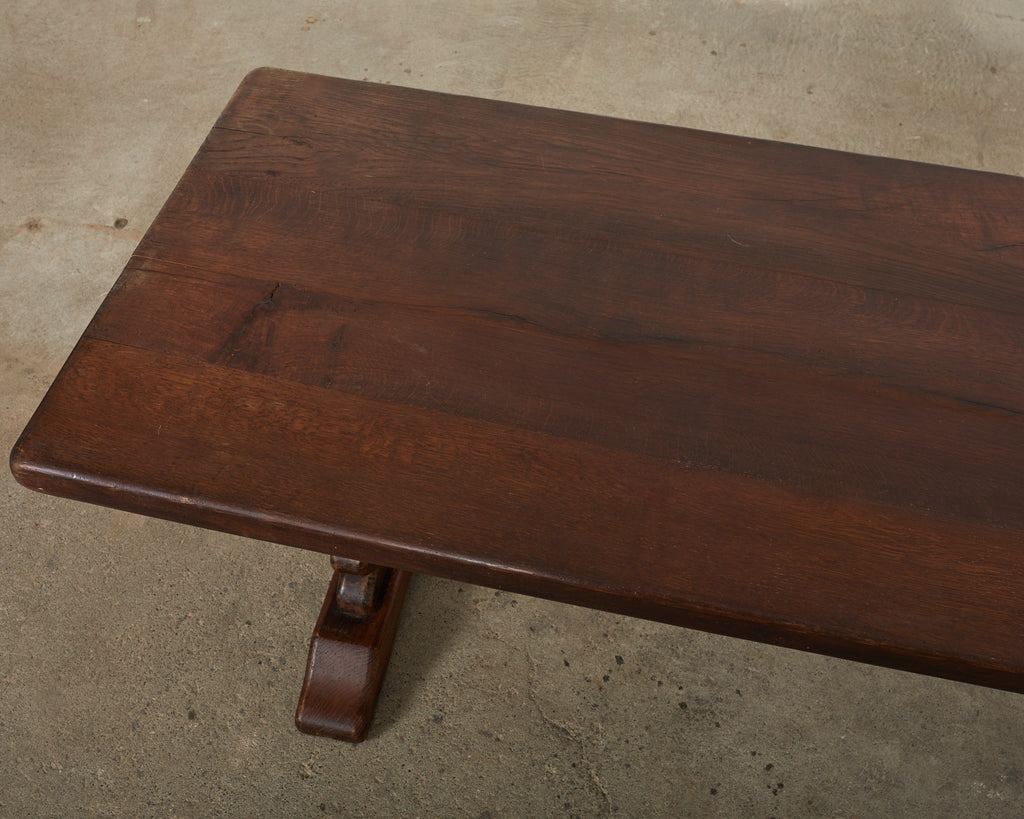 Country French Provincial Style Oak Farmhouse Trestle Dining Table