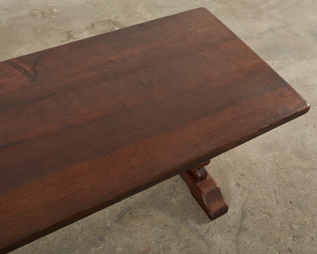 Country French Provincial Style Oak Farmhouse Trestle Dining Table