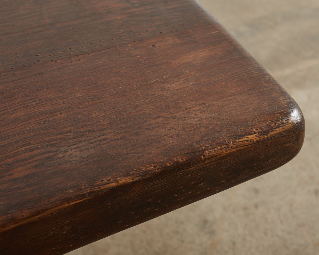 Country French Provincial Style Oak Farmhouse Trestle Dining Table