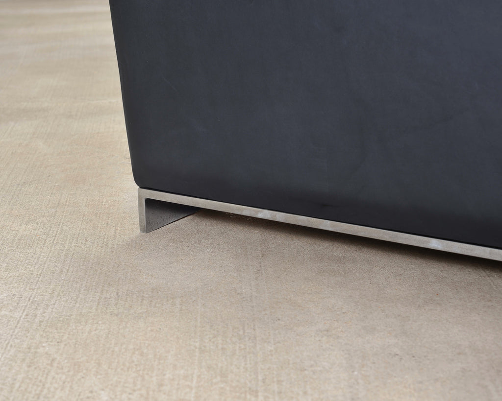 Ralph Lauren Navy Leather Pryce Club Chair with Steel Feet