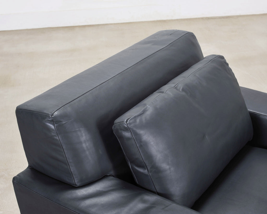 Ralph Lauren Navy Leather Pryce Club Chair with Steel Feet