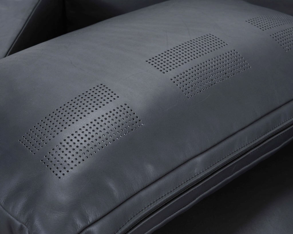 Ralph Lauren Navy Leather Pryce Club Chair with Steel Feet