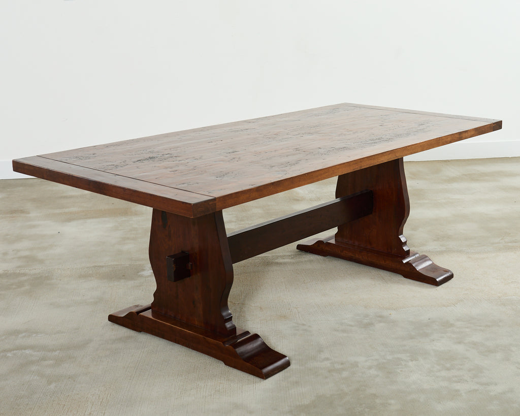 Country English Style Fruitwood Trestle Dining Table