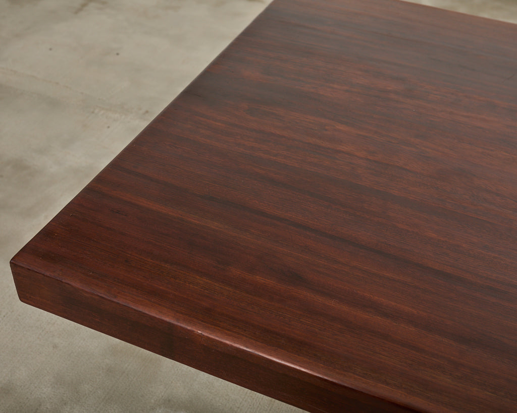 Country French African Mahogany Farmhouse Trestle Dining Table