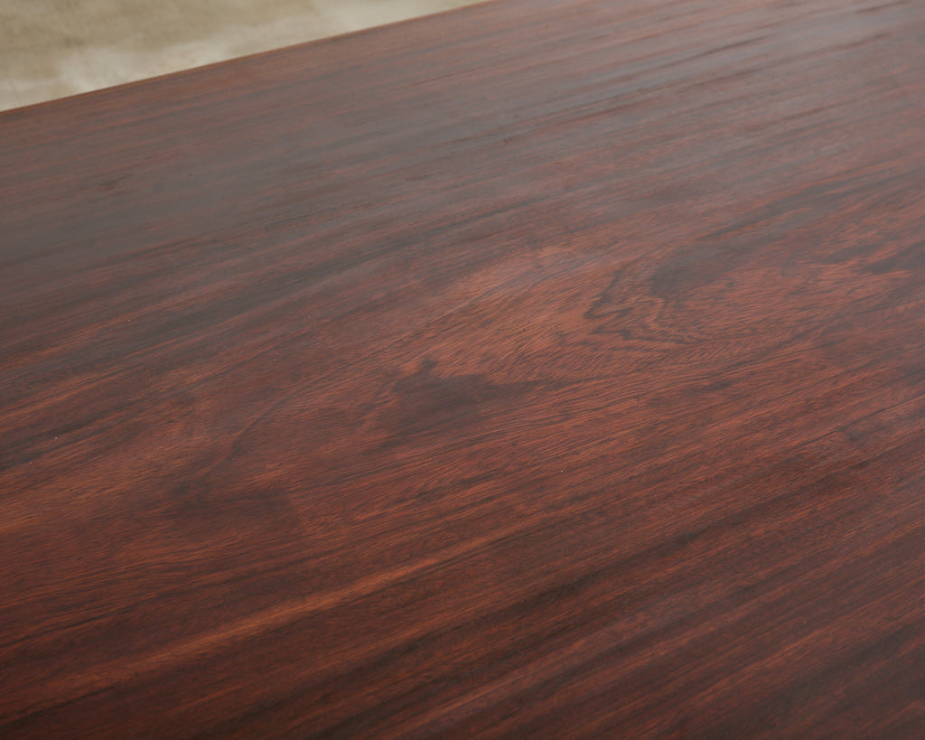 Country French African Mahogany Farmhouse Trestle Dining Table