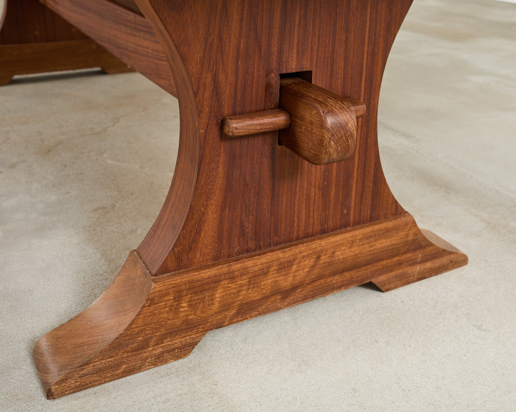 Country French African Mahogany Farmhouse Trestle Dining Table