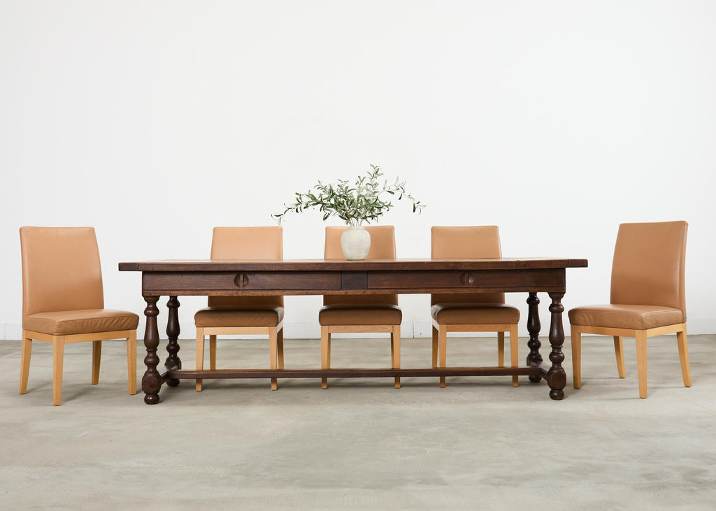 Set of Six De Sede Camel Leather Parsons Dining Chairs