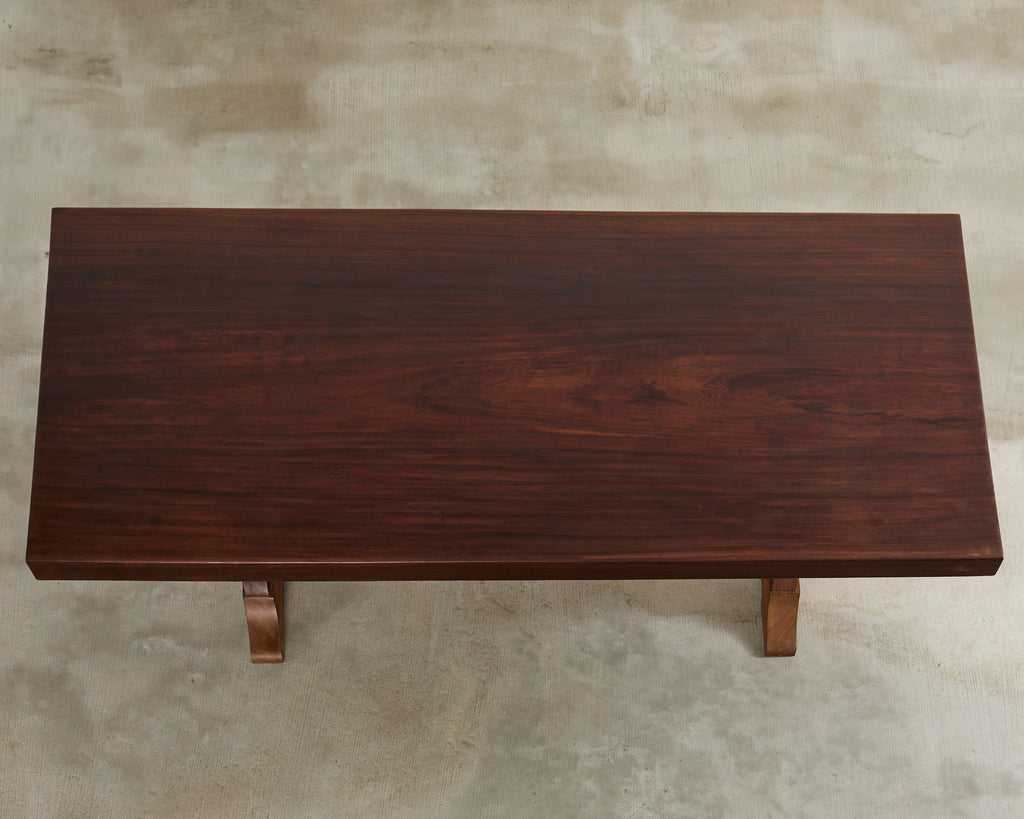 Country French African Mahogany Farmhouse Trestle Dining Table