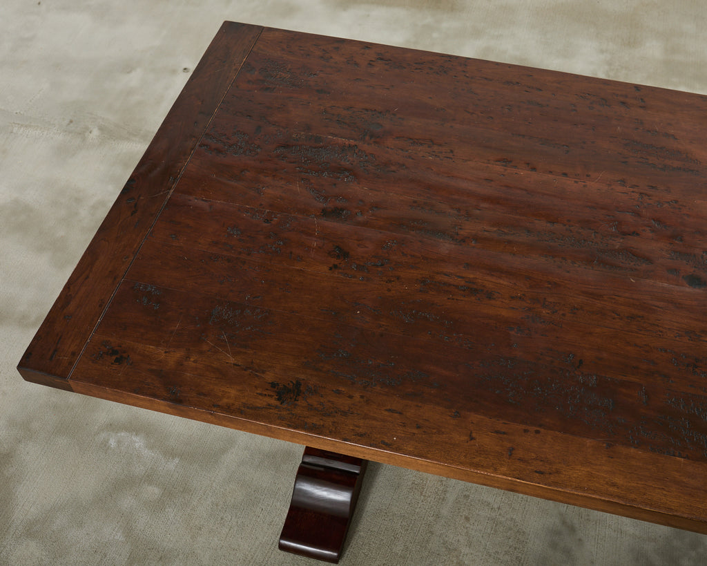 Country English Style Fruitwood Trestle Dining Table