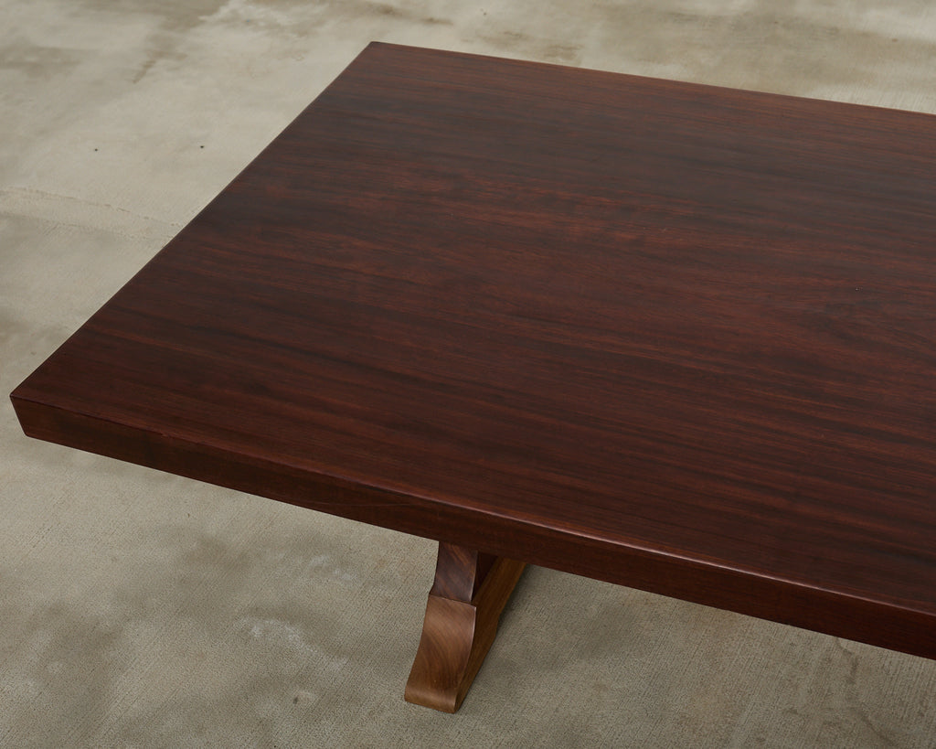 Country French African Mahogany Farmhouse Trestle Dining Table