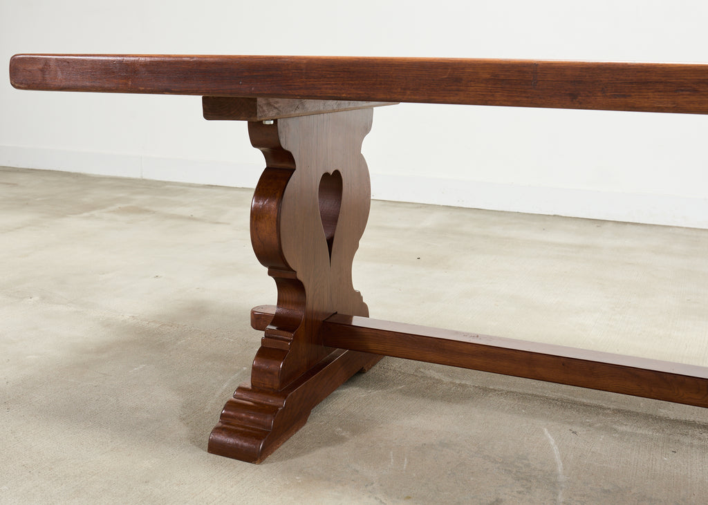 Country French Provincial Oak Trestle Farmhouse Dining Table 8 Ft