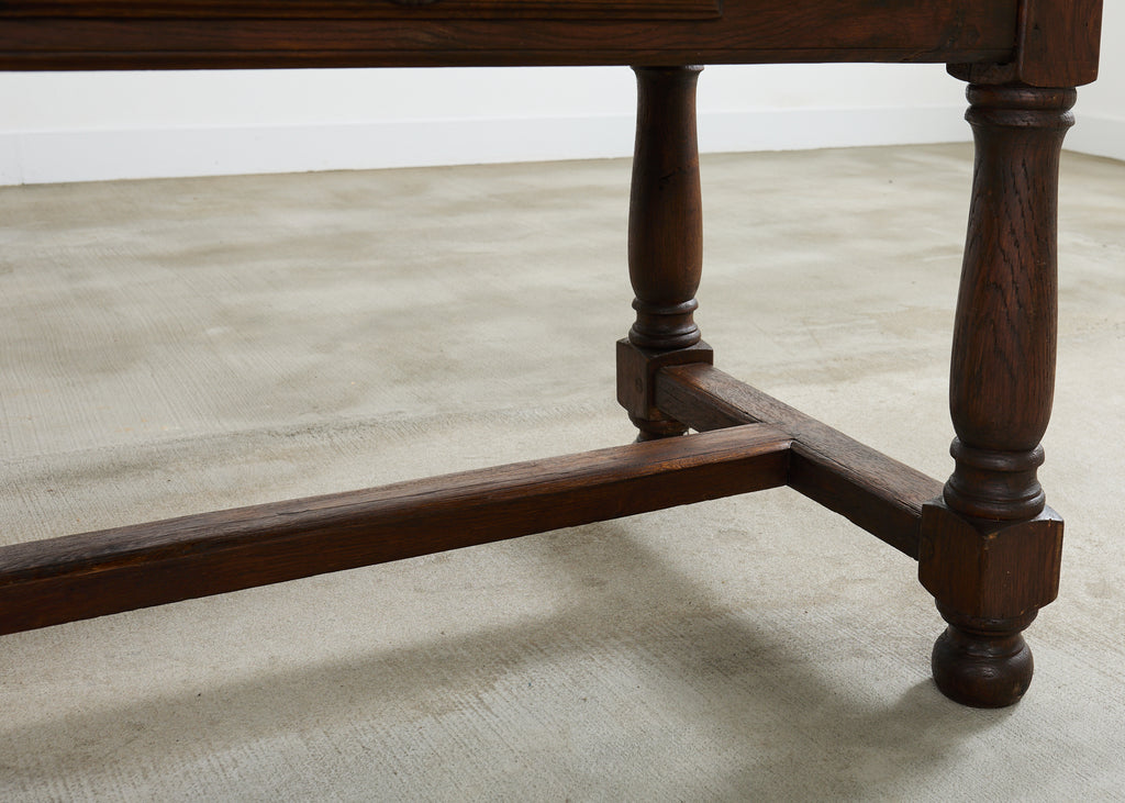 Country English Provincial Oak Farmhouse Trestle Dining Table