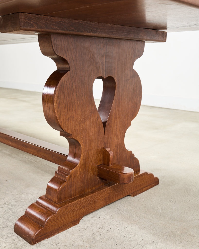 Country French Provincial Oak Trestle Farmhouse Dining Table 8 Ft