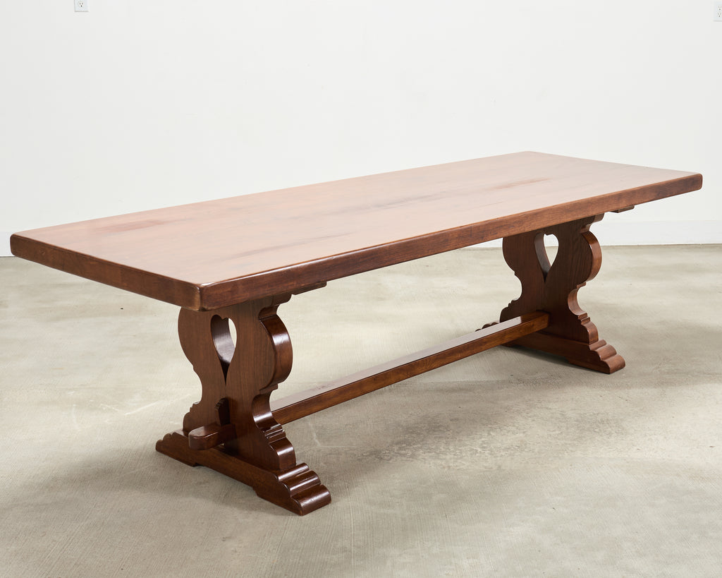 Country French Provincial Oak Trestle Farmhouse Dining Table 8 Ft
