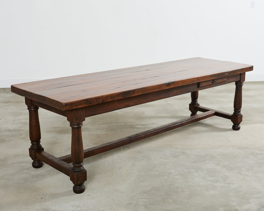 Country English Provincial Oak Farmhouse Trestle Dining Table
