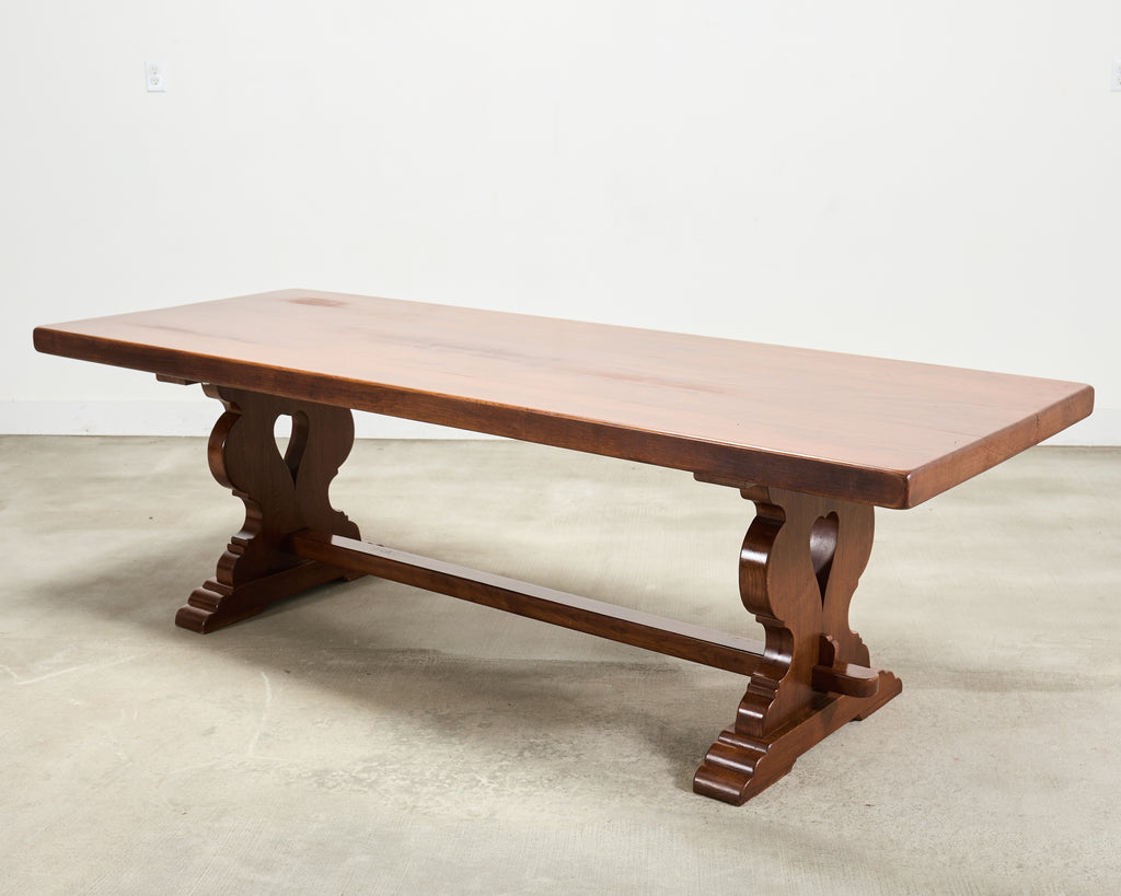 Country French Provincial Oak Trestle Farmhouse Dining Table 8 Ft