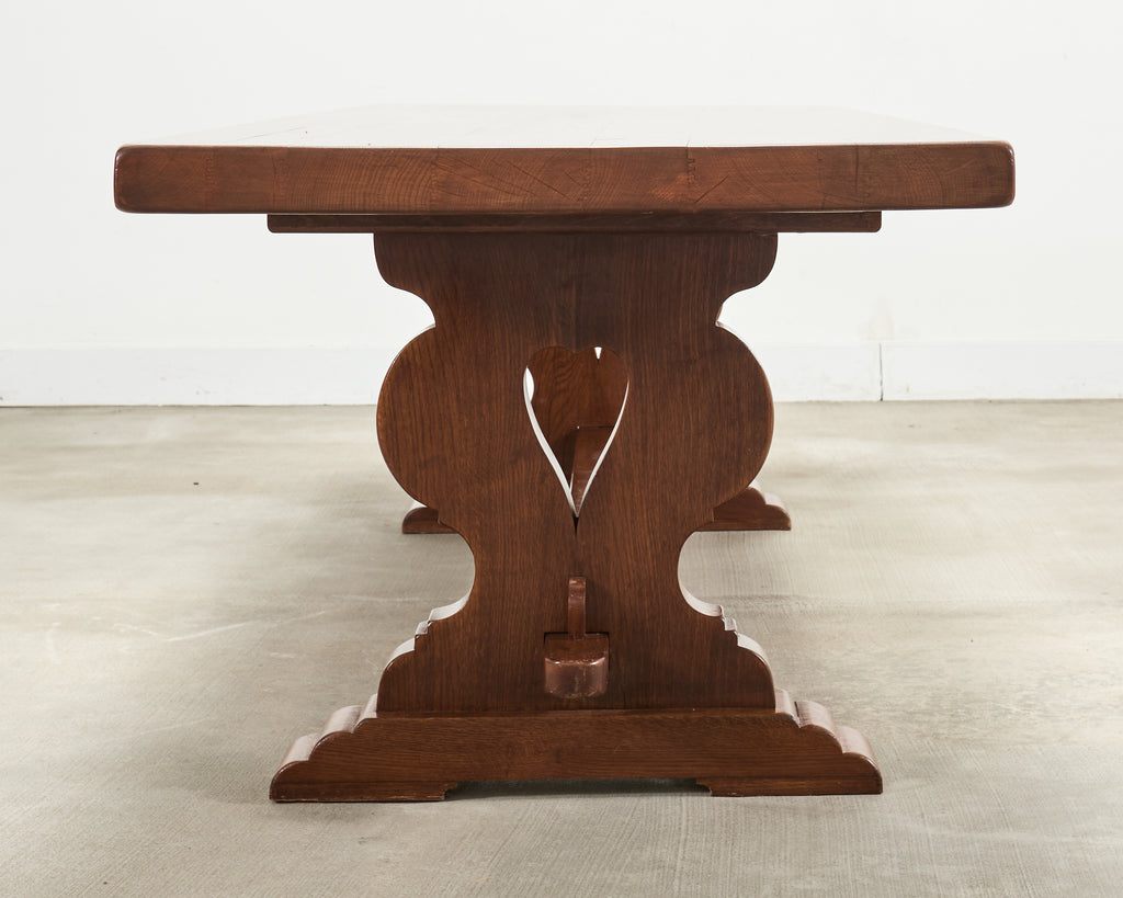 Country French Provincial Oak Trestle Farmhouse Dining Table 8 Ft