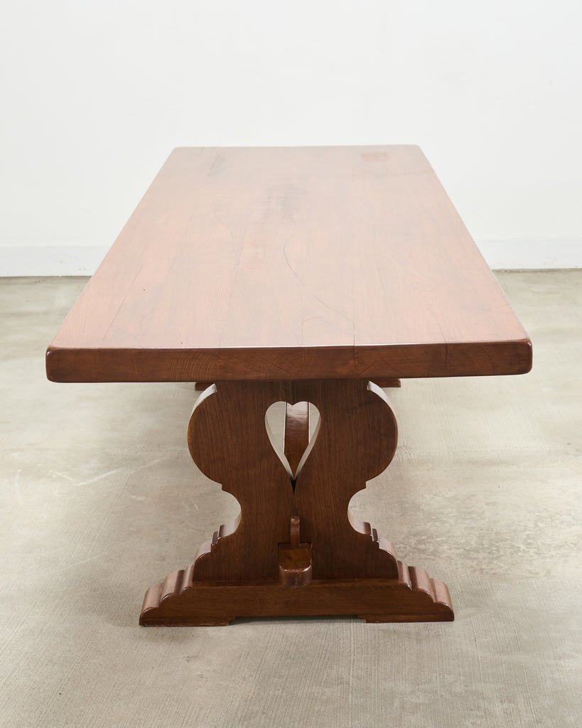 Country French Provincial Oak Trestle Farmhouse Dining Table 8 Ft