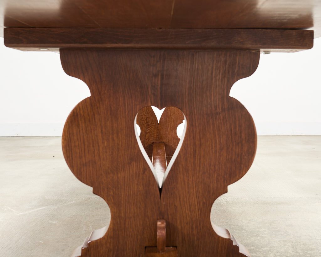 Country French Provincial Oak Trestle Farmhouse Dining Table 8 Ft