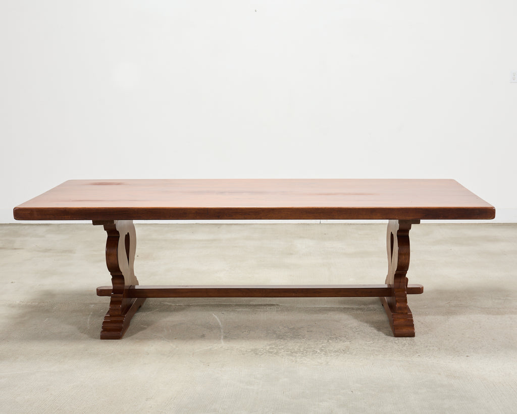 Country French Provincial Oak Trestle Farmhouse Dining Table 8 Ft