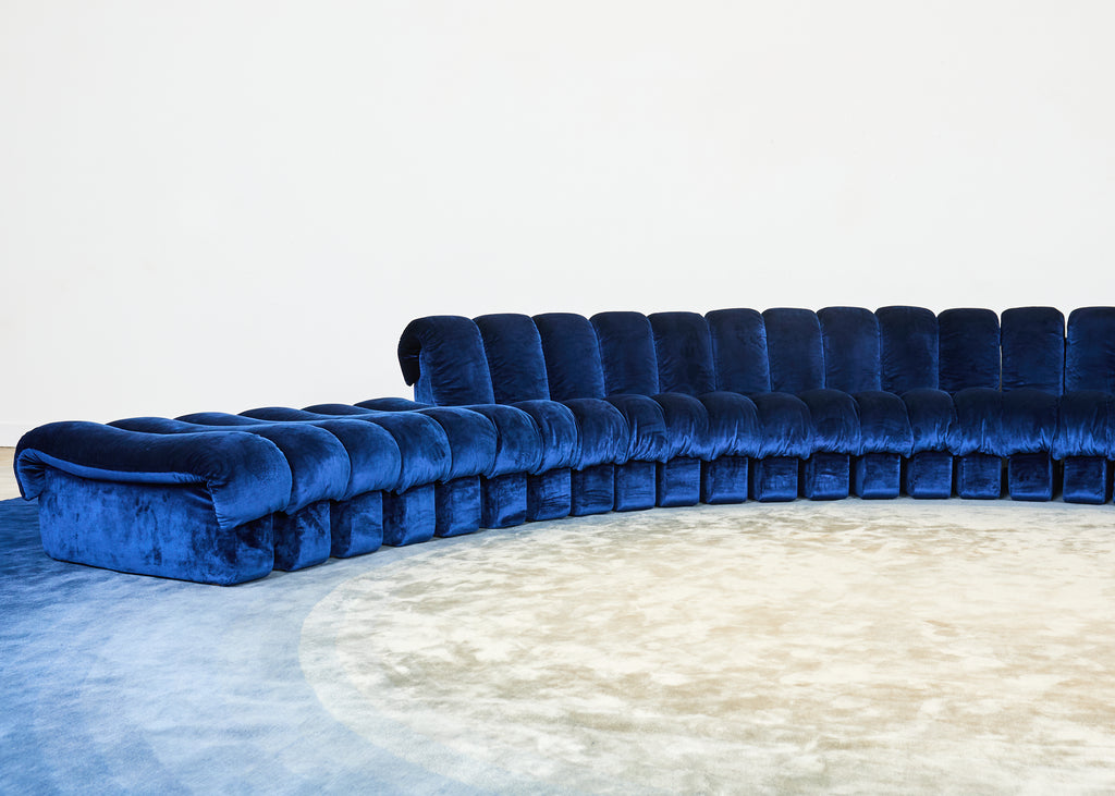 De Sede DS-600 Non Stop Modular Blue Velvet Sofa 38 Elements