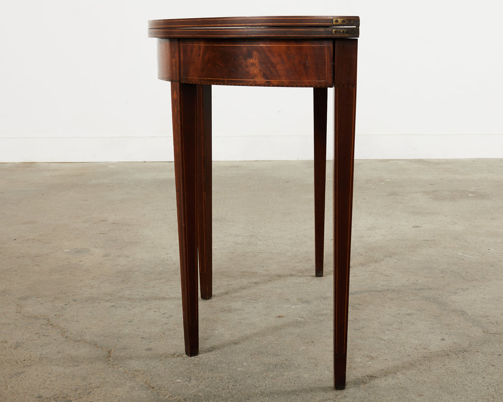 Neoclassical Style English Mahogany Demilune Fliptop Console