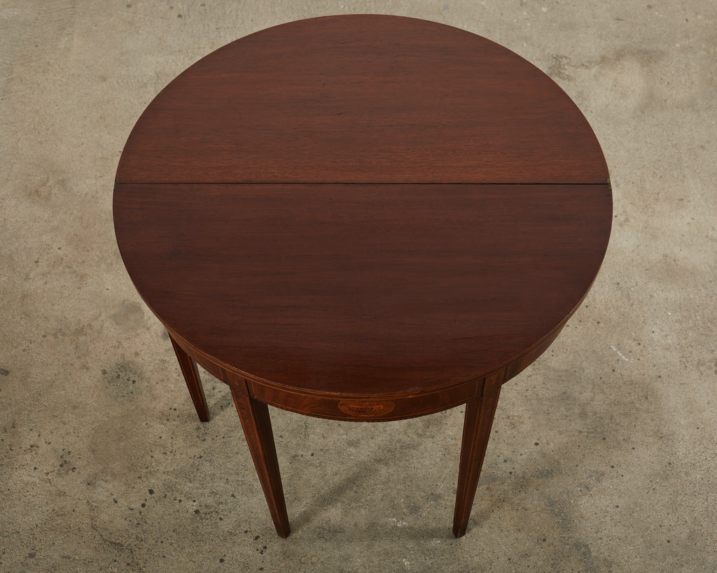 Neoclassical Style English Mahogany Demilune Fliptop Console