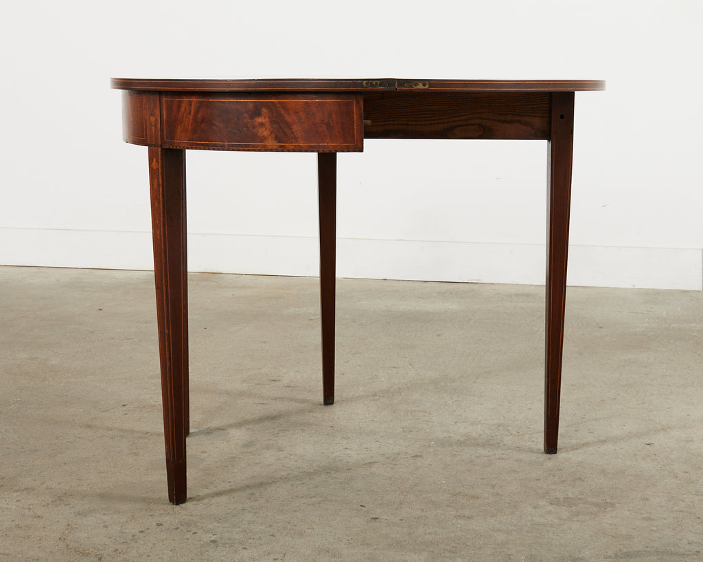 Neoclassical Style English Mahogany Demilune Fliptop Console