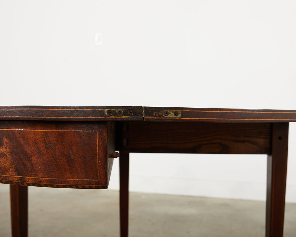 Neoclassical Style English Mahogany Demilune Fliptop Console