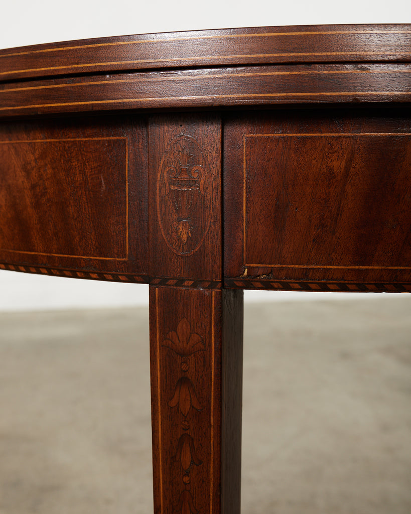 Neoclassical Style English Mahogany Demilune Fliptop Console