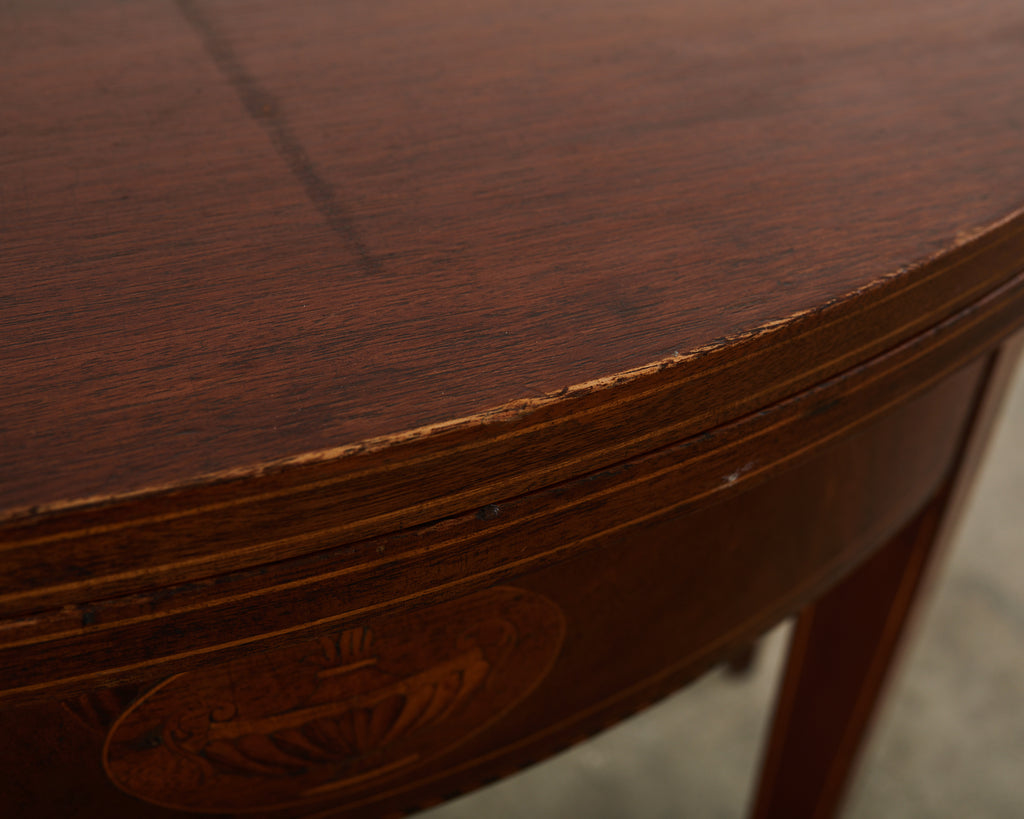 Neoclassical Style English Mahogany Demilune Fliptop Console