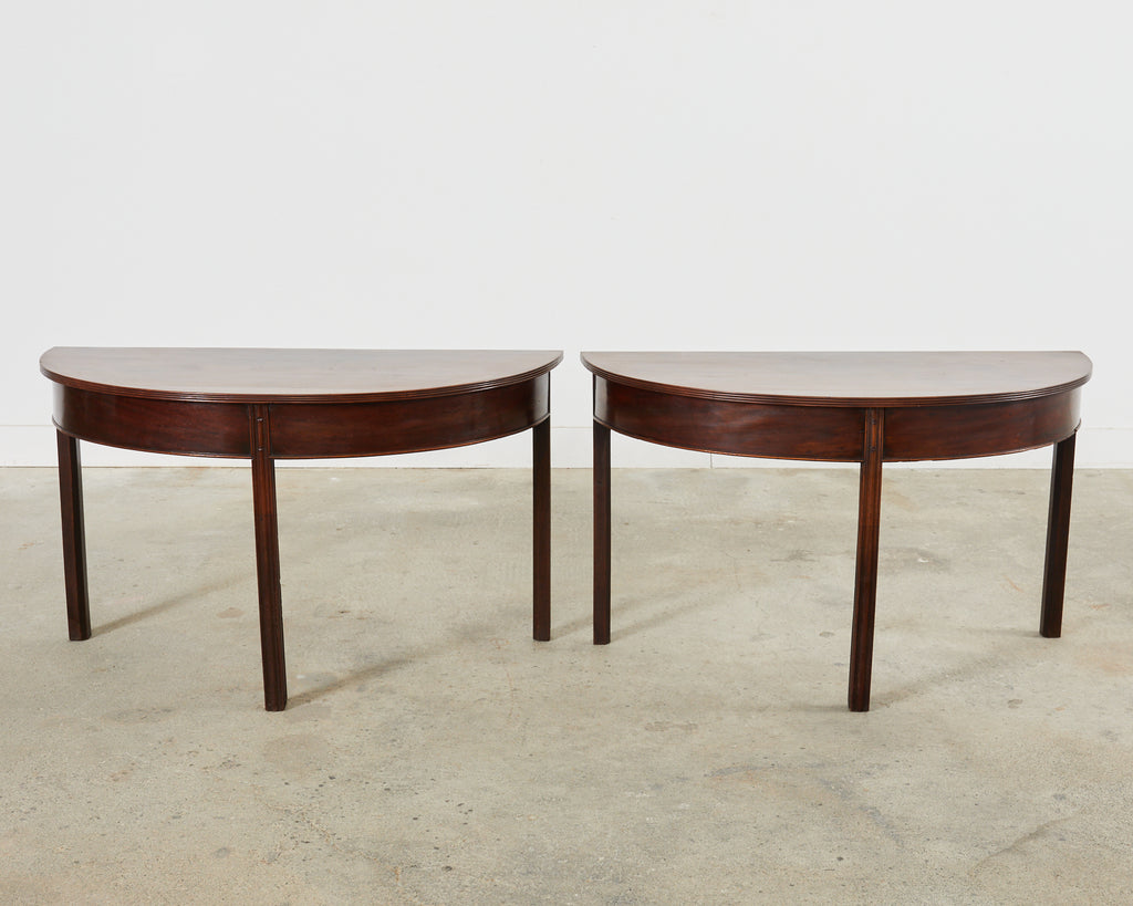 Pair of 19th Century Georgian Mahogany Demilune Console Tables