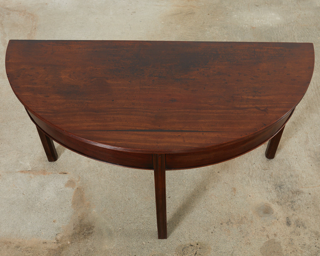Pair of 19th Century Georgian Mahogany Demilune Console Tables